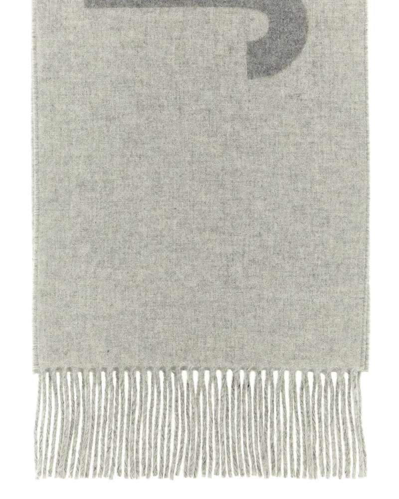 Jacquemus Intarsia Logo Virgin Wool Scarf — Gray Gray