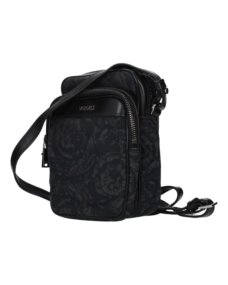 Versace Fabric Crossbody Bag — Black Black