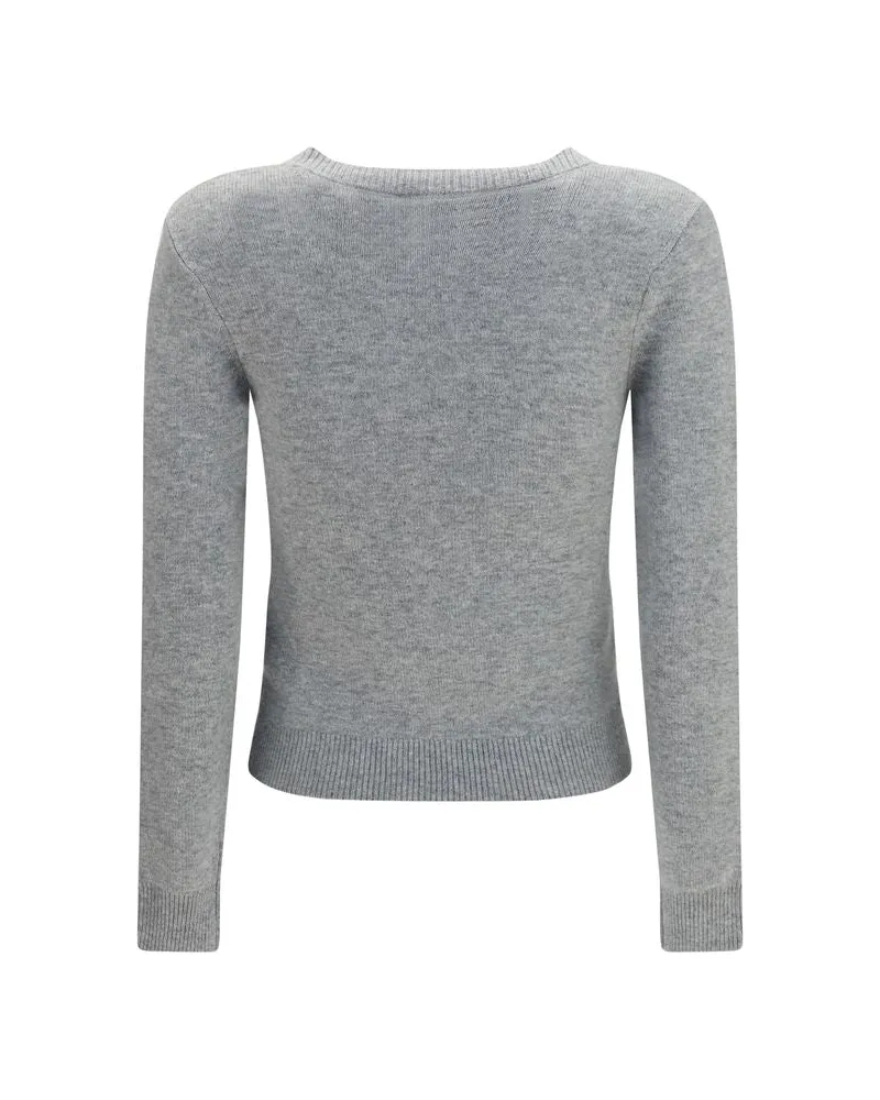 Self-Portrait Detachable Corsage Merino Wool & Cashmere Sweater — Gray Gray