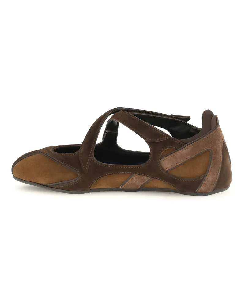 ATTICO Women's Ballerina Shoes Nomad Calf Leather Brown Brown