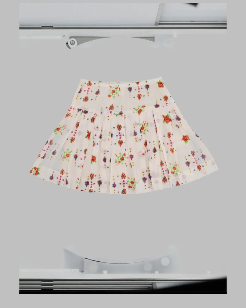 Bellerose Pleated Cotton Skirt — Multicolor Multicolor
