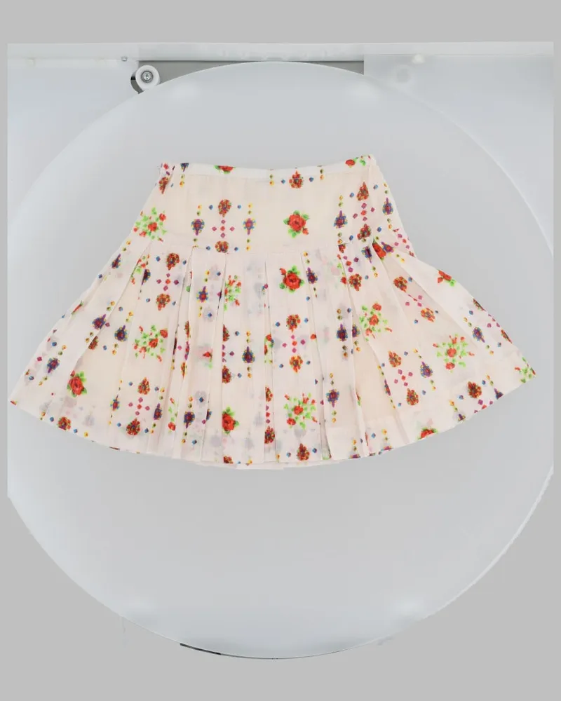 Bellerose Pleated Cotton Skirt — Multicolor Multicolor