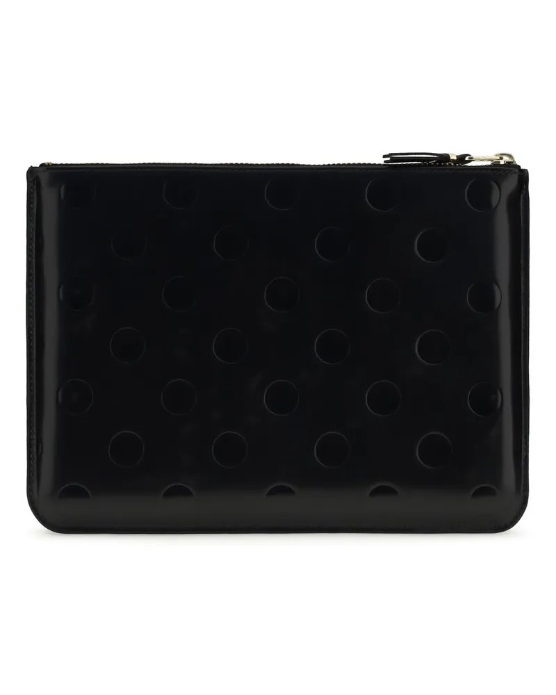 Comme des Garçons Men's Pouch Embossed Polka-Dot Black Calf Leather Umbrellas Accessory Black