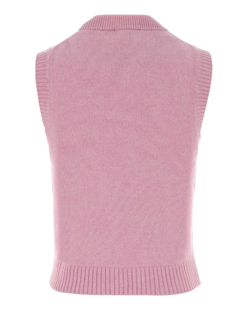 Ganni Women's Pink Wool Blend Vest Chalk Maglieria Sweater Pink