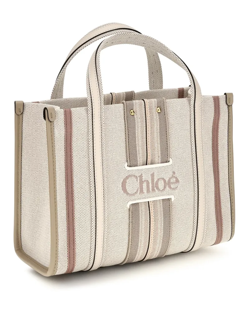 Chloé Women's Small Woody Loop Canvas Tote Bag Nude Cotton; Viscose Shoulder Beige