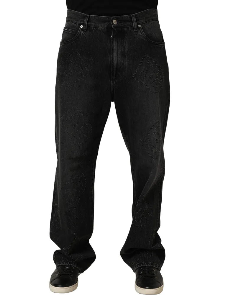 Dolce & Gabbana Cotton Wide-Leg Denim Jeans — Gray Gray