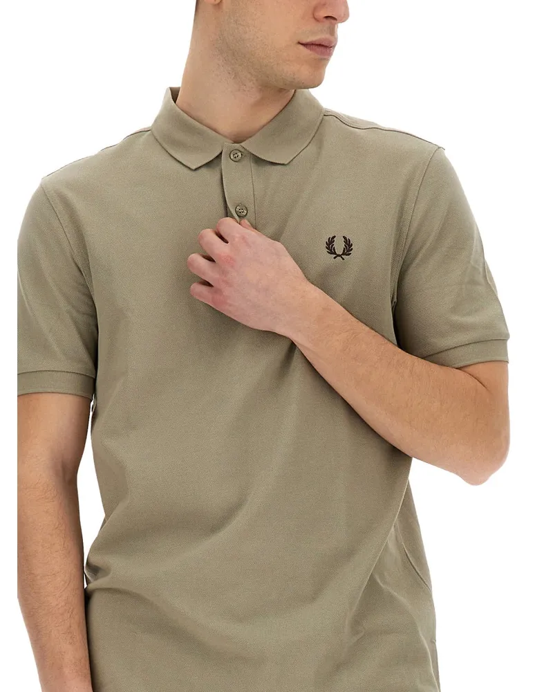 Fred Perry Logo-Embroidered Cotton Polo Shirt — Beige Beige