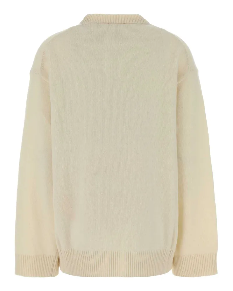 Ganni Women's Ivory Wool Blend Oversize Sweater Egret Maglieria White