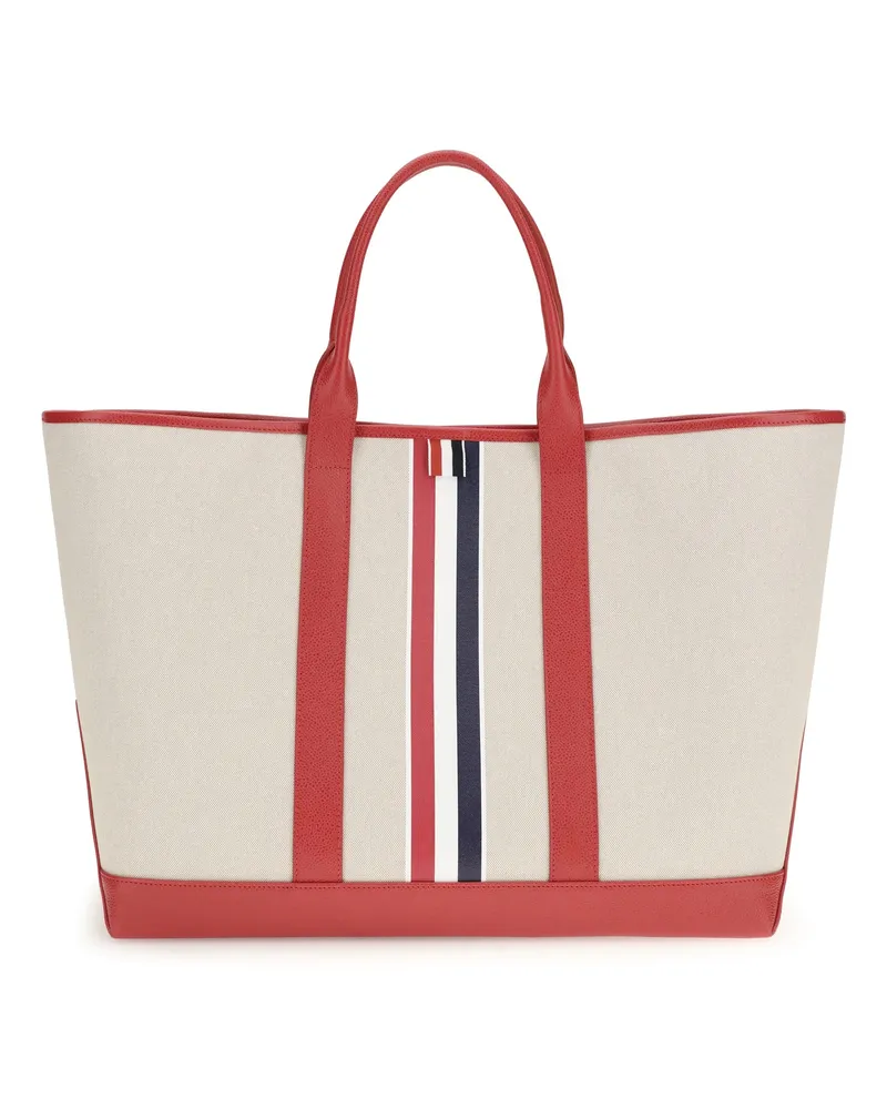 Thom Browne Men's Canvas Tote Bag Red Cotton Shoulder Red