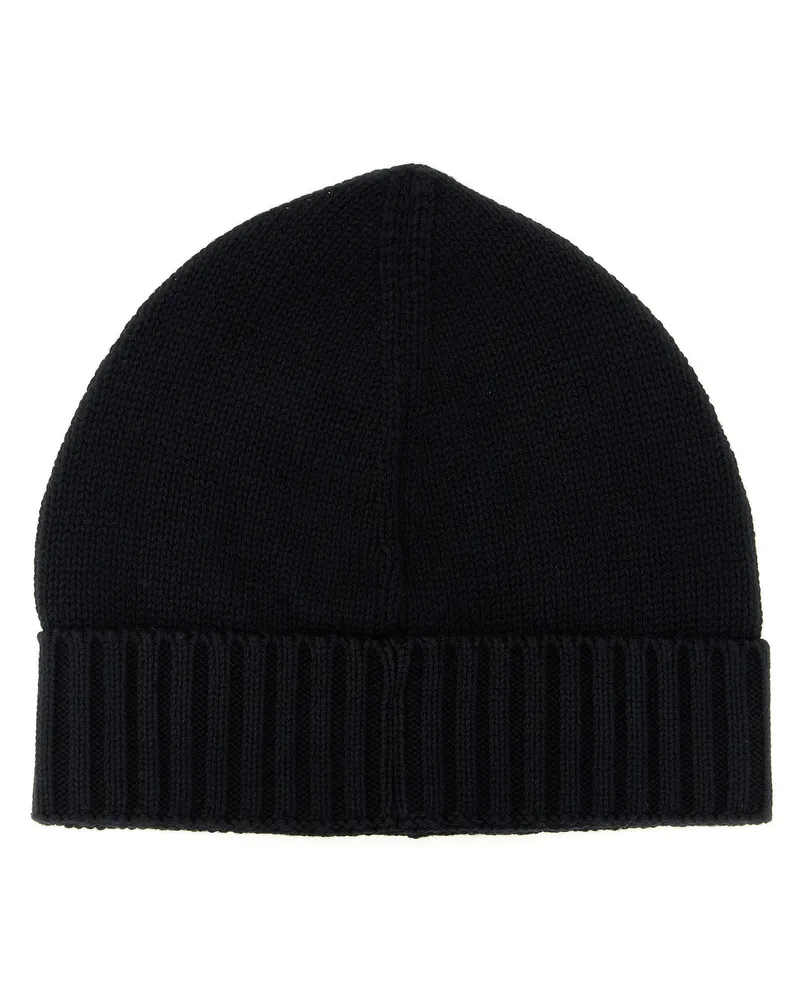 Stone Island Logo-Patch Knitted Cotton Beanie — Black Black