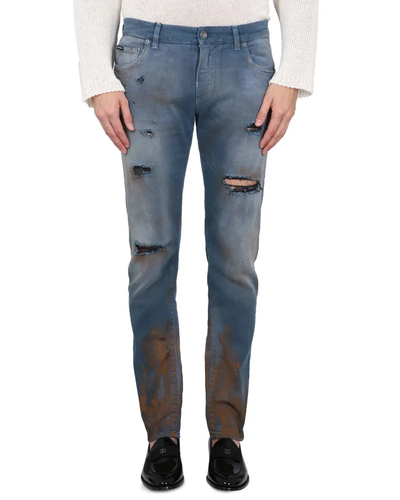 Dolce & Gabbana Skinny Fit Cotton Jeans — Multicolor Multicolor