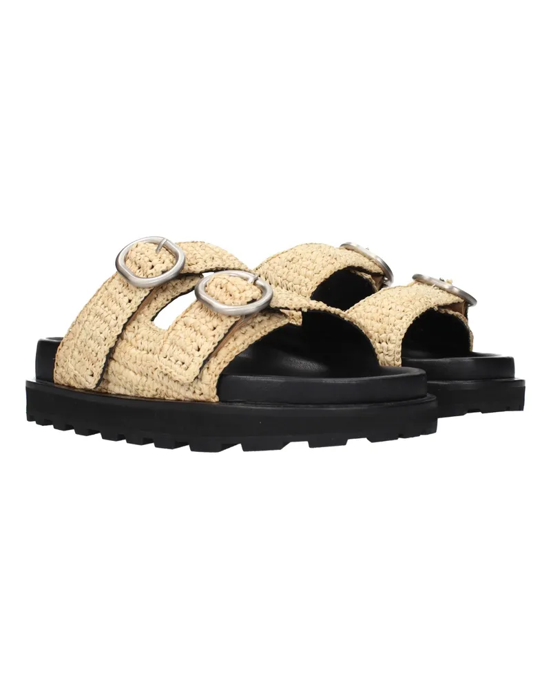 Jil Sander Raffia Slippers — Beige Beige