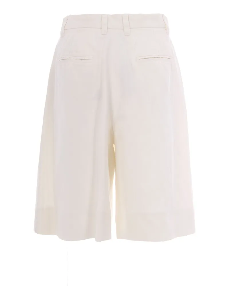Max Mara Women's Bermuda Shorts Drill Cotton-Linen White White