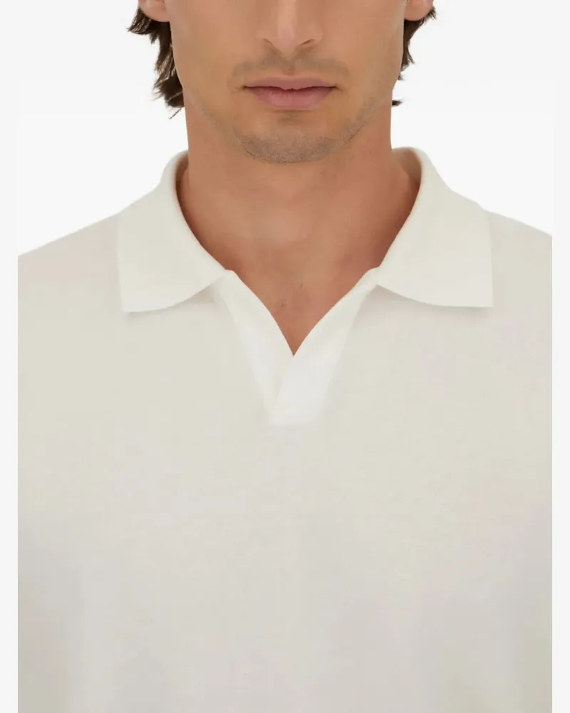 Herno Men's Knitted Cotton Polo Shirt Ss26 White