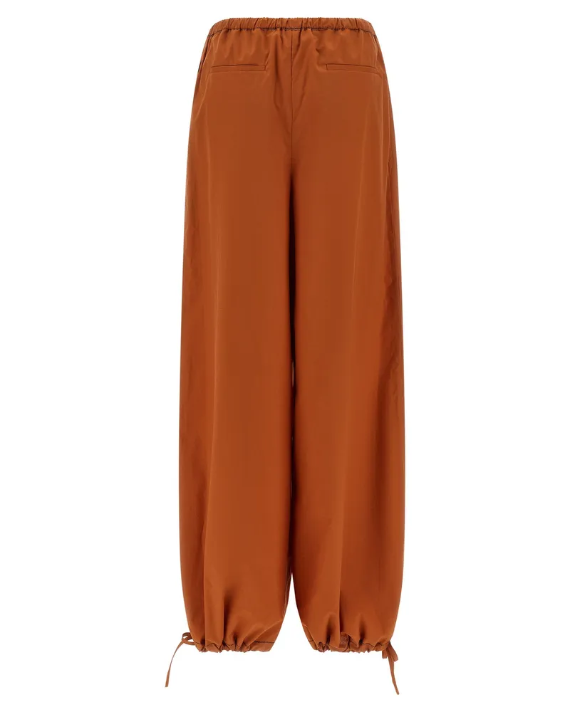 Marni Diagonal Draping Cotton Poplin Trousers — Rust Rust