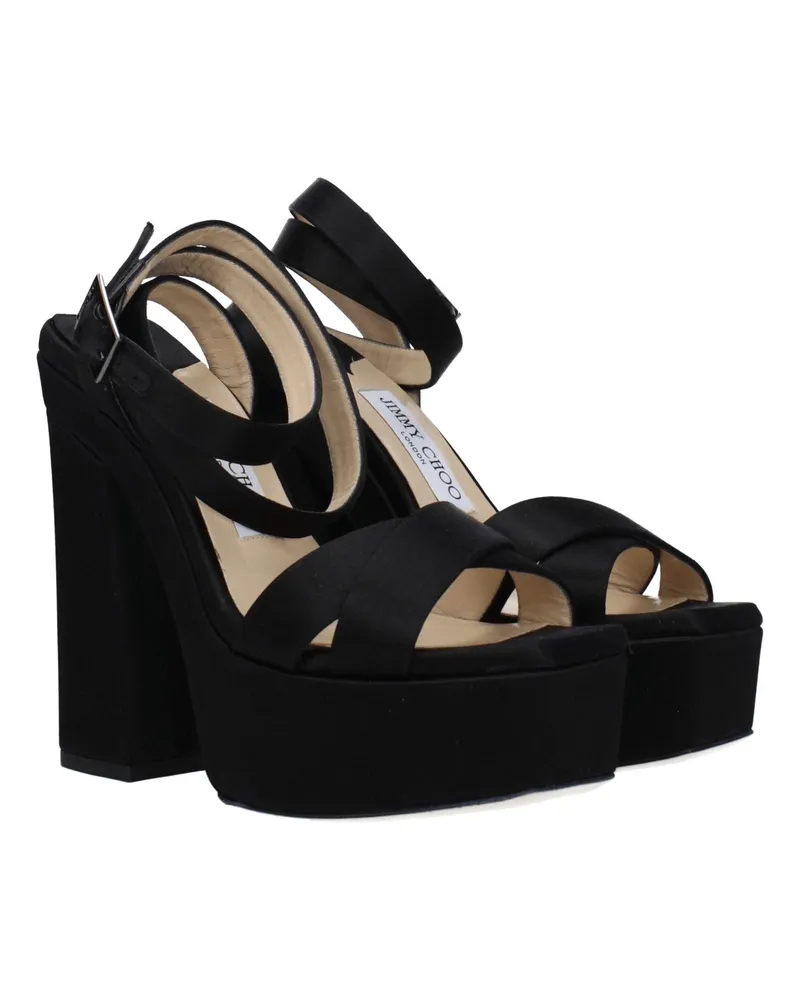 Jimmy Choo Women's Black Satin Platform Sandals Black