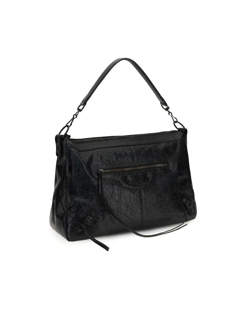 Balenciaga Men's Black Lamb Ovis Aries Shoulder Bag Black