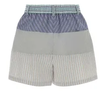 Women's Embroidered Striped Poplin Shorts Multicolor Cotton Chino