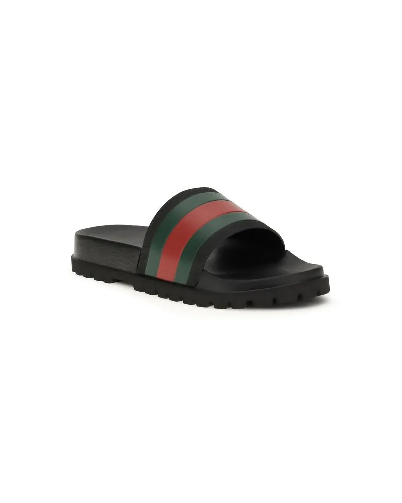 Gucci Men's Black Rubber Slippers Black