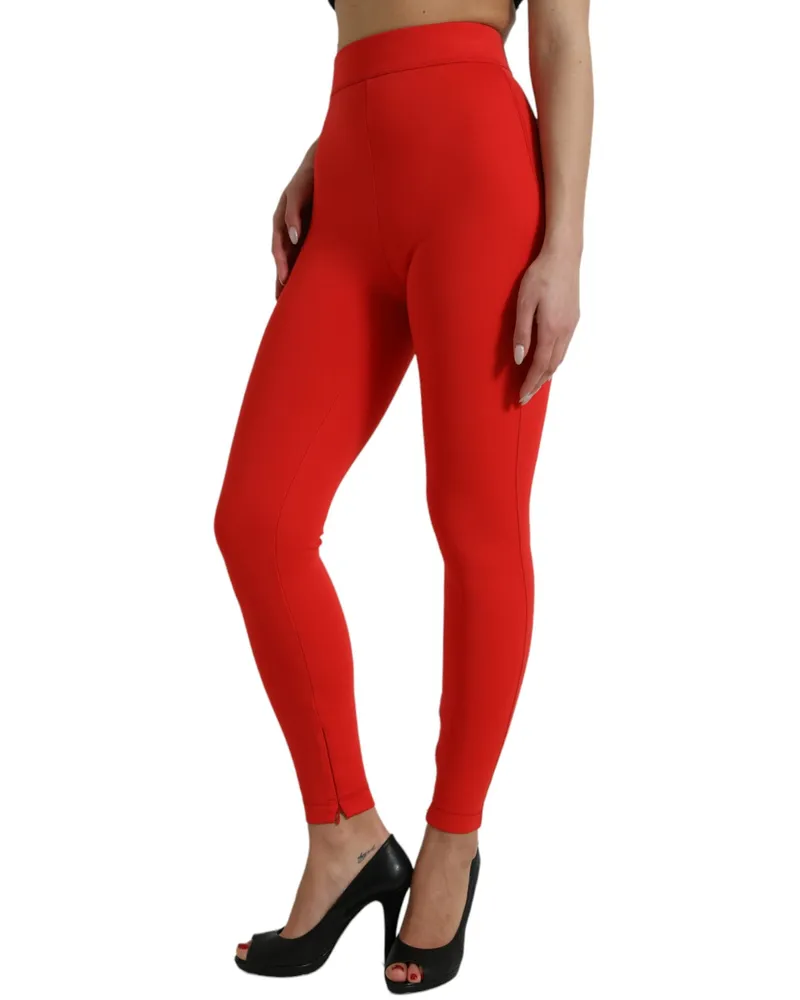 Dolce & Gabbana Women Red Nylon Stretch Slim Leggings Pants Elastane Red