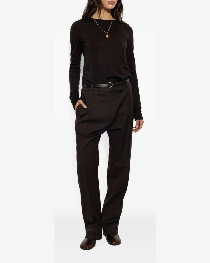 Studio Nicholson Women's Trousers Quartes Relaxed Wool Brown Virgin Wool; Lining: Acetate Brown
