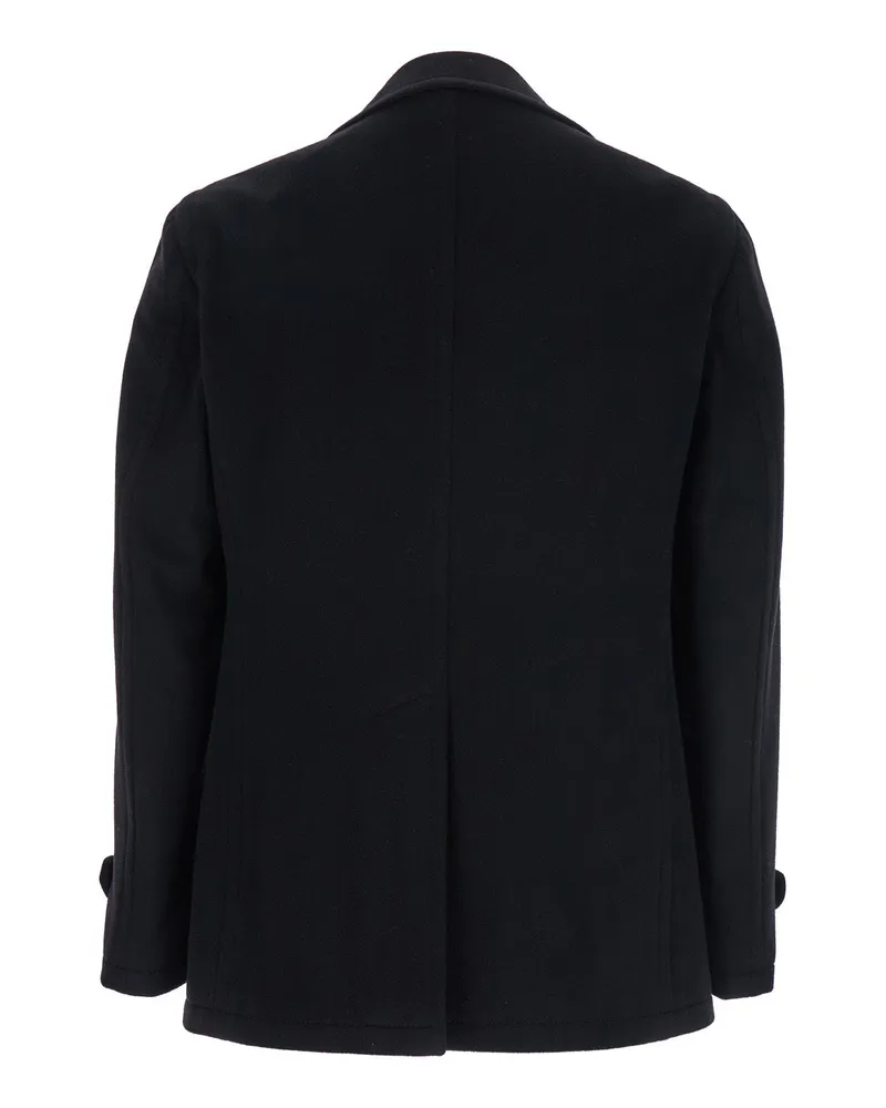 Tagliatore Men's Coat Monaco Black Wool Blend Virgin Black
