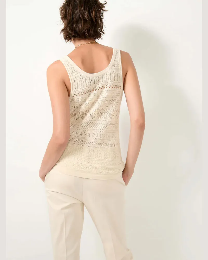 Barbara Bui Pointelle-Knit Tank Top — Cream Cream