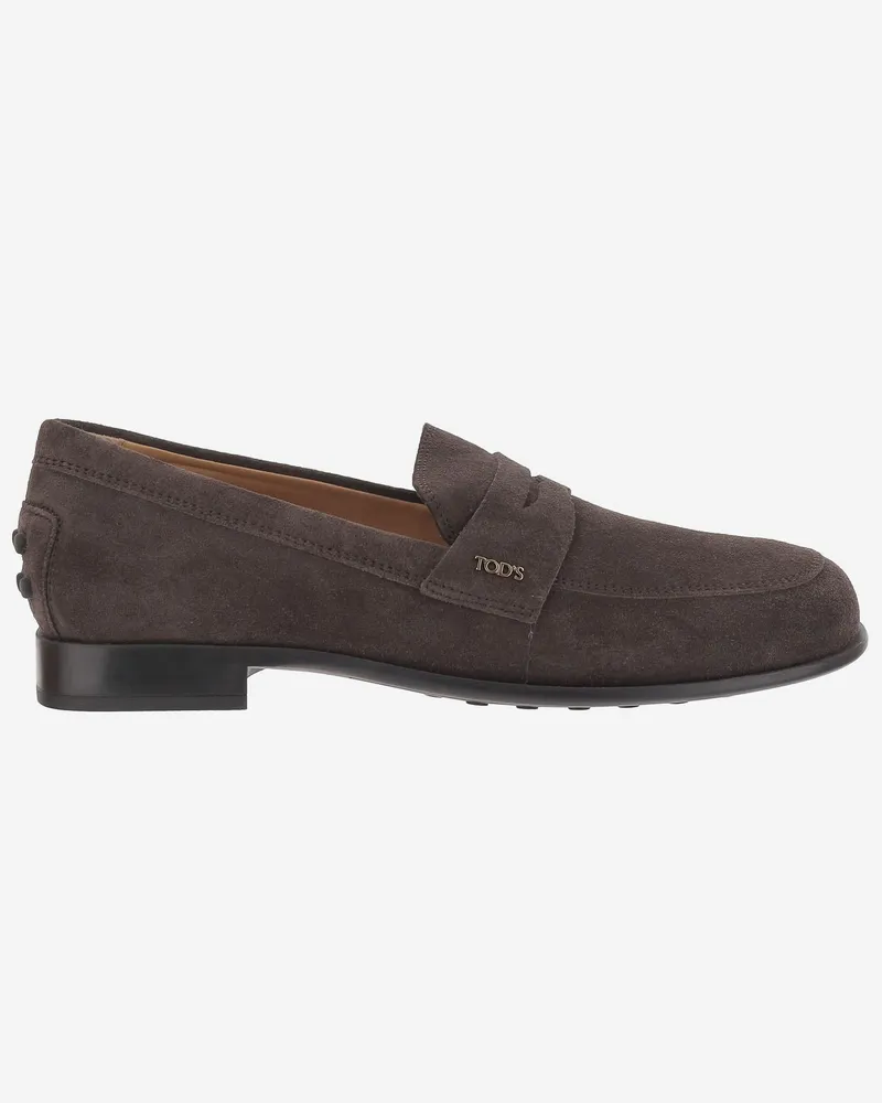TOD'S Women's Suede Loafers Dark Brown Brown