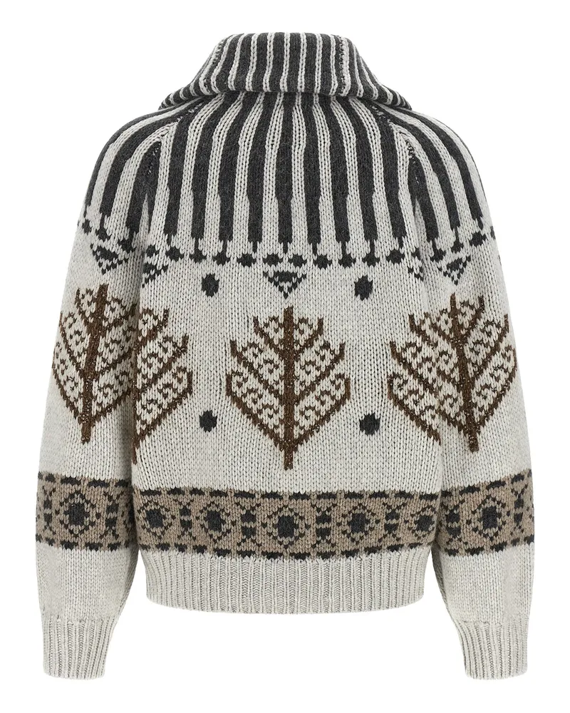 Brunello Cucinelli Cashmere Nordic Heritage Cardigan — Cream Cream