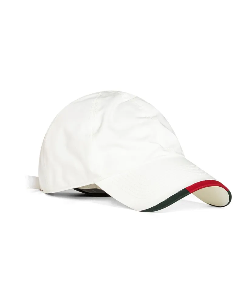 Gucci Men Baseball Cap With Web Trim White Polyester Hat White