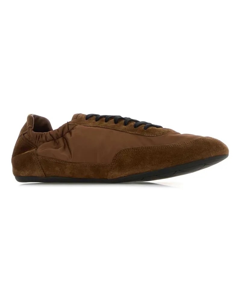 Prada Men's Brown Nylon And Suede Sneakers Palissandro Brown
