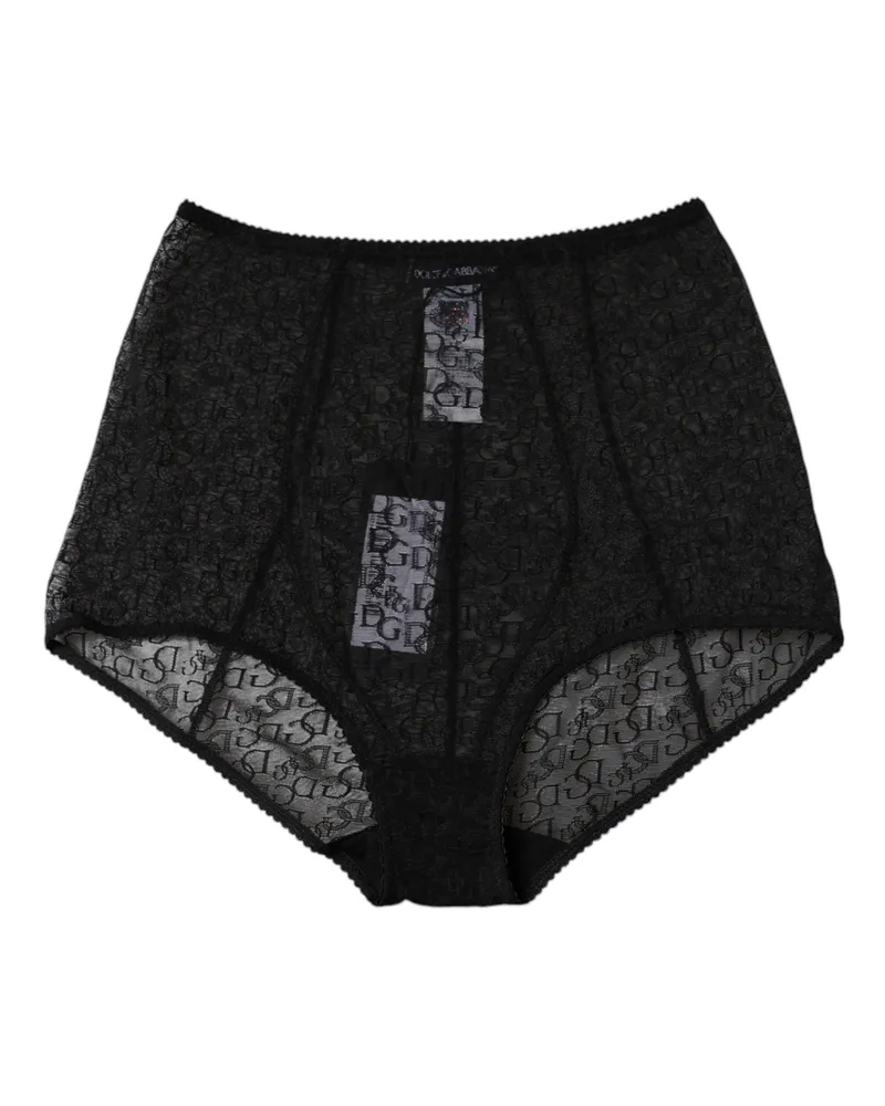 Dolce & Gabbana Women Black Logo Girdle High Waist Panty Underwear Nylon Elastane Clothing Black