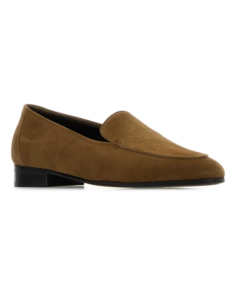 The Row Women's Brown Suede Adam Loafers Macadamia Mocassini Brown