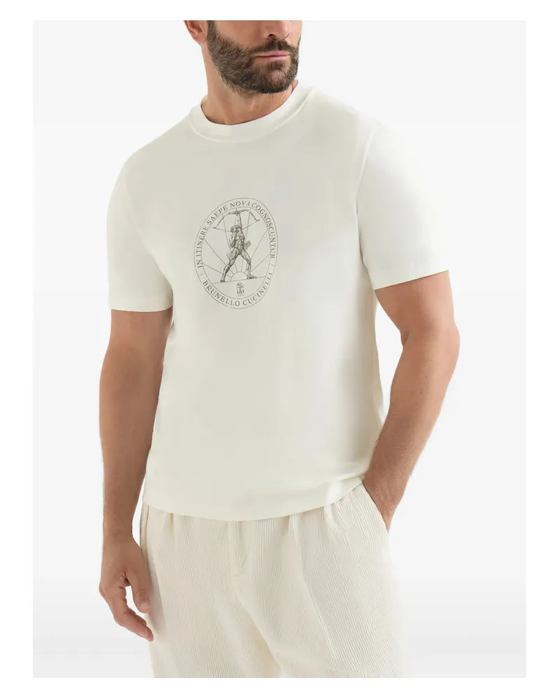 Brunello Cucinelli Graphic Cotton T-Shirt — White White