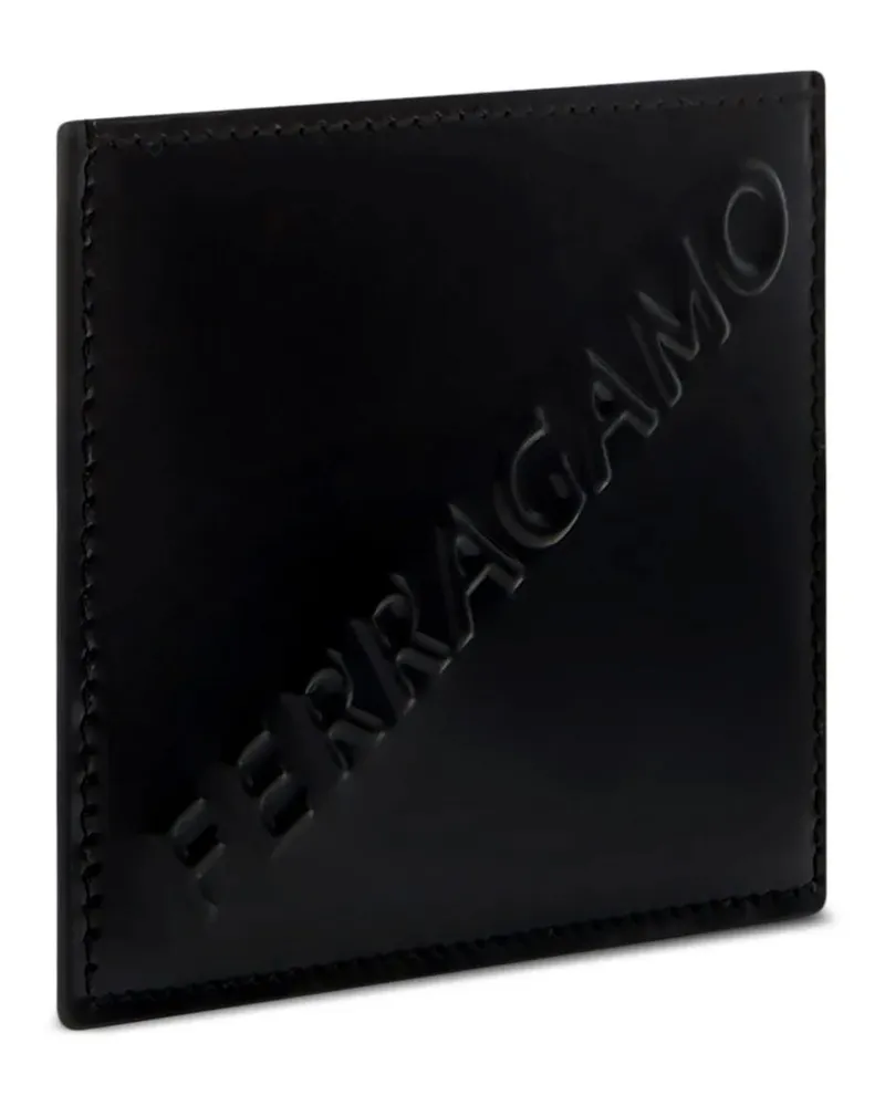 Ferragamo Women's Diagonal Logo Credit Card Case Black Accessories > Wallets Black
