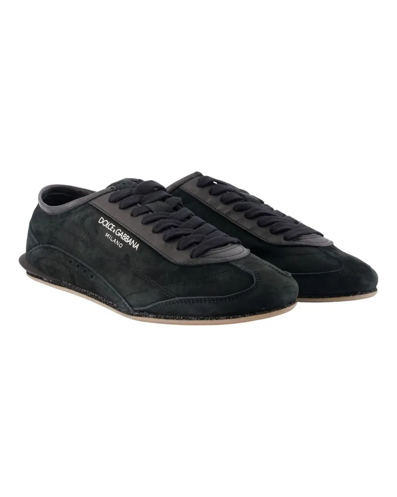 Dolce & Gabbana Men's Gimondi Sneakers -  Leather Black Calfskin Shoes Black