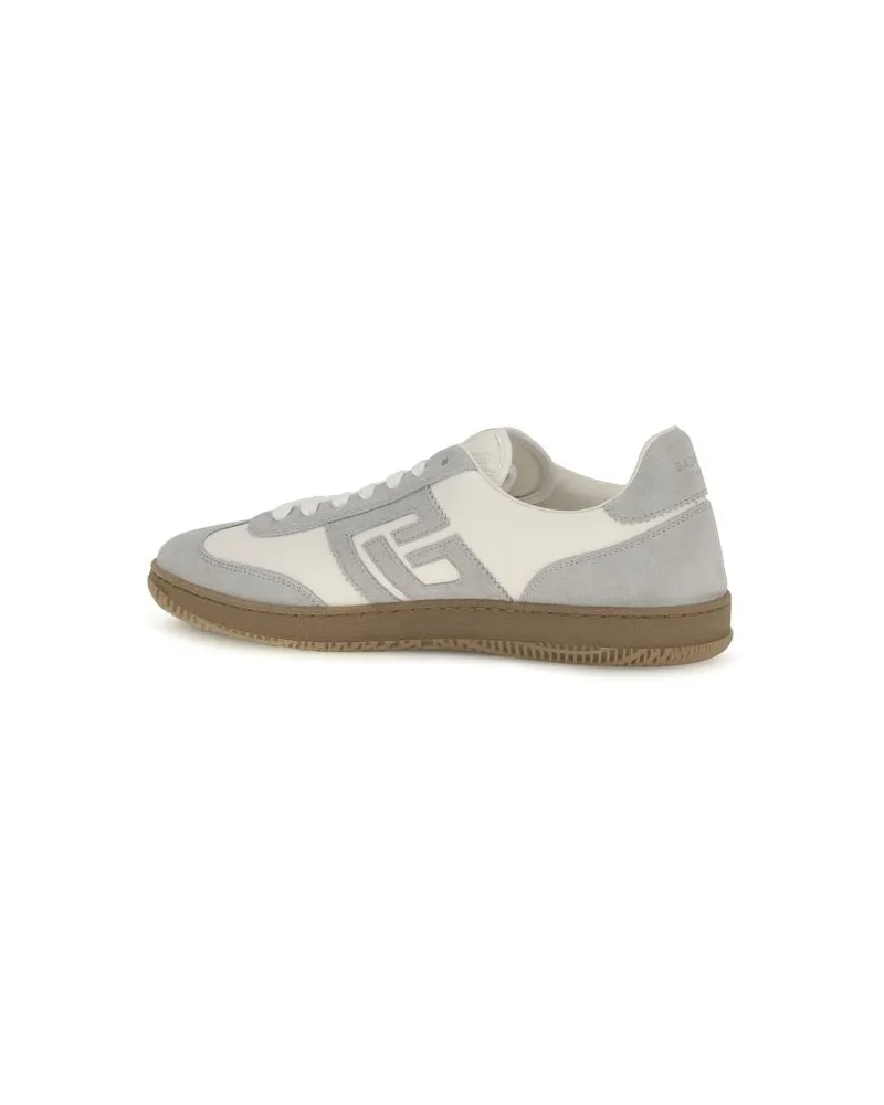 Balmain Men's White Calf Leather Bos Taurus Athletic Sneakers White