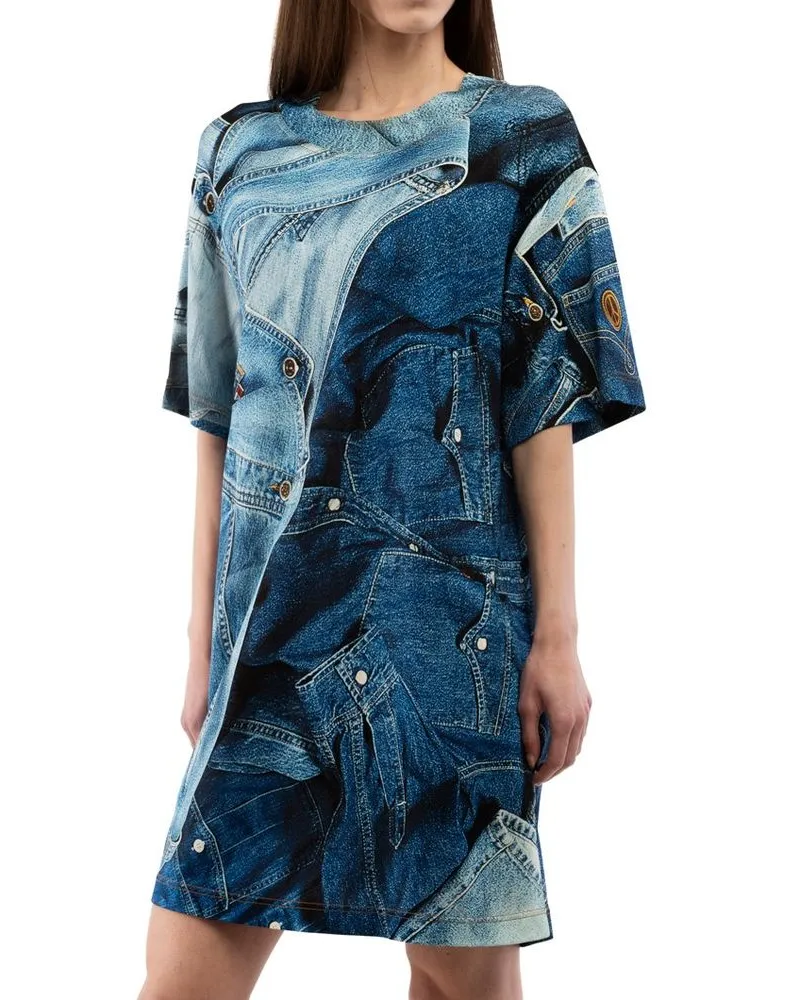 Moschino Women's Multicolor Viscose Casual Dress Blue