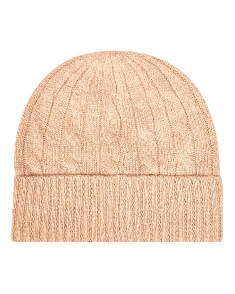 Ralph Lauren Women's Beanie Cable-Knit Camel Wool Hat Camel