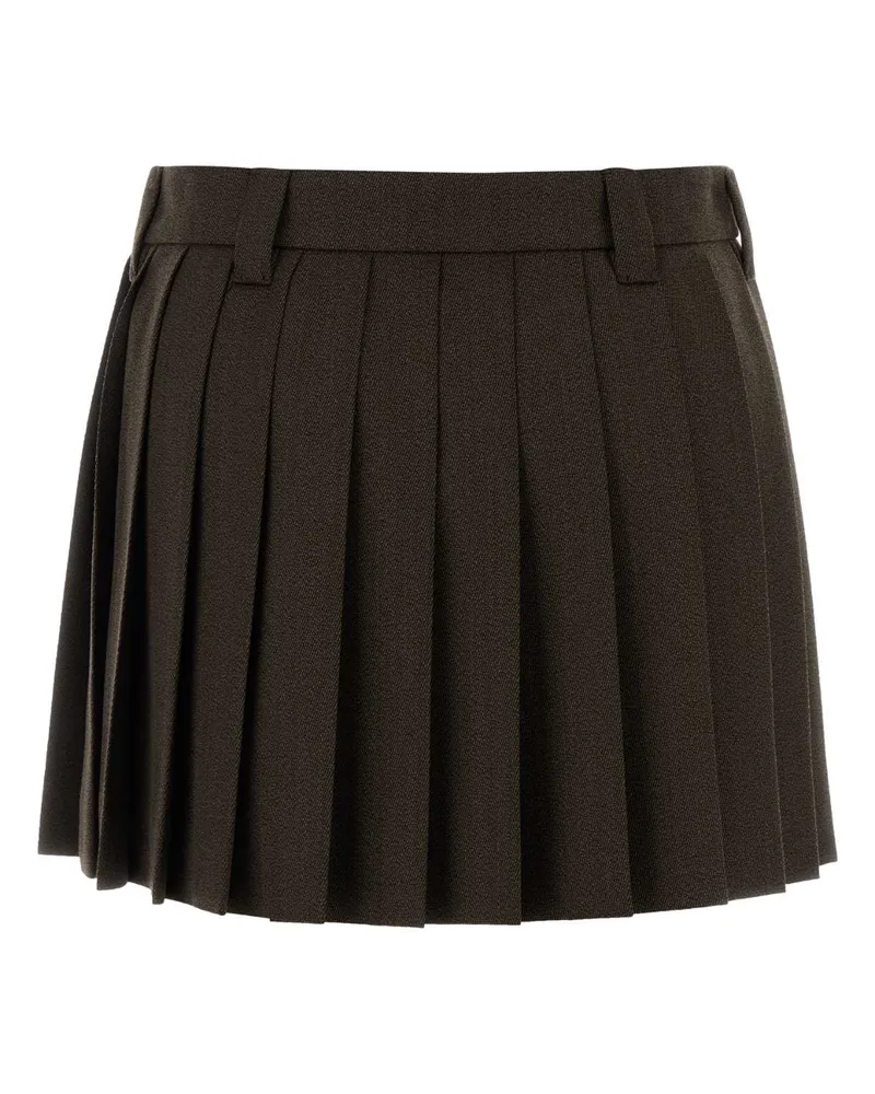 Miu Miu Women's Chocolate Wool Mini Skirt Cacao Exterior: Virgin Gonne Brown