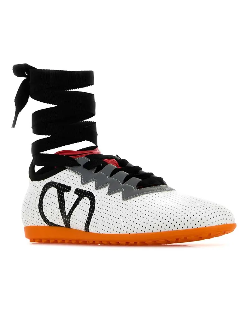 Valentino Garavani Women's White Nappa Leather Chromathon Sneakers Biancogrigioneromattpumpkin White
