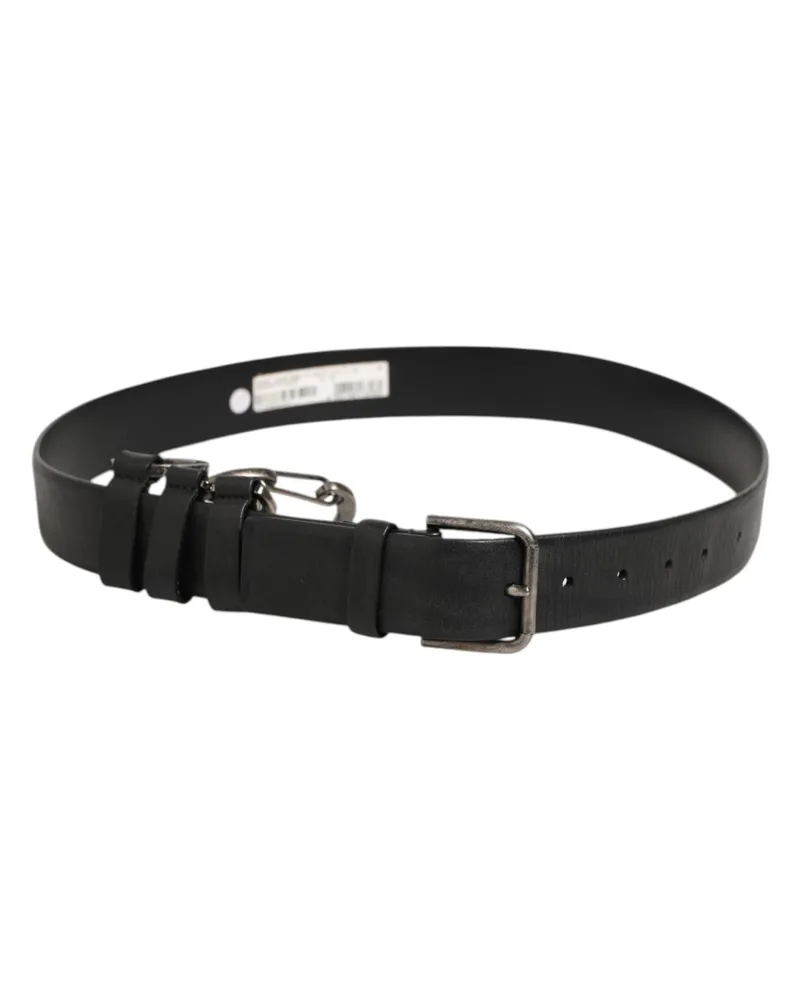 Dolce & Gabbana Men's Black Key Ring Clip Attachments Buckle Belt 100lf Black