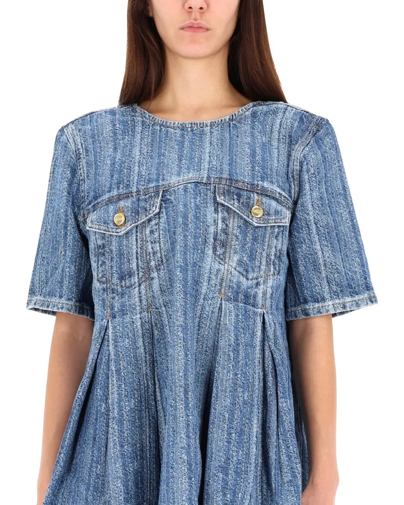 Ganni Organic Cotton Denim Dress — Blue Blue