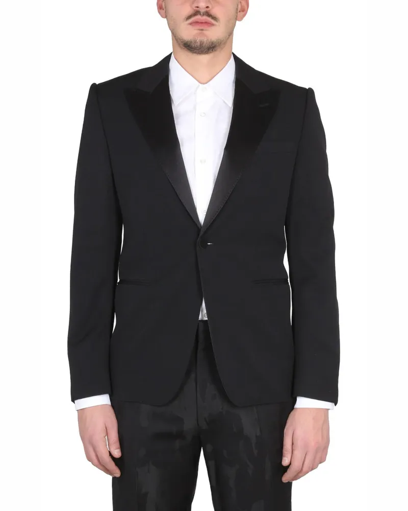 Alexander McQueen Single-Breasted Wool Blazer — Black Black