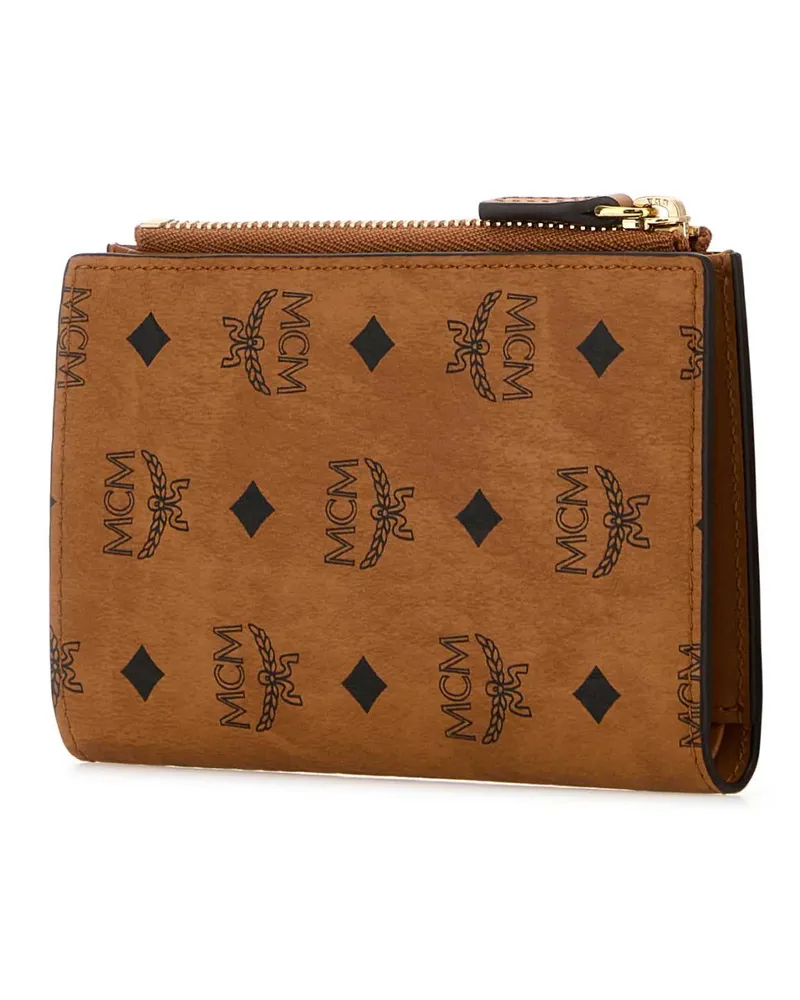 MCM Women's Printed Canvas Wallet Cognac Portafogli Cognac