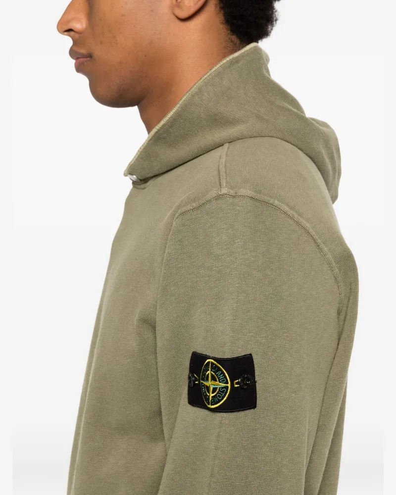 Stone Island Logo Cotton Hoodie — Olive Olive