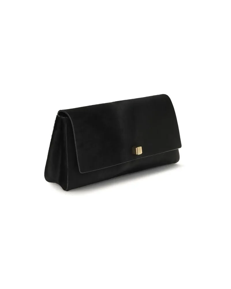 KHAITE Audrey Calfskin Leather Clutch — Black Black