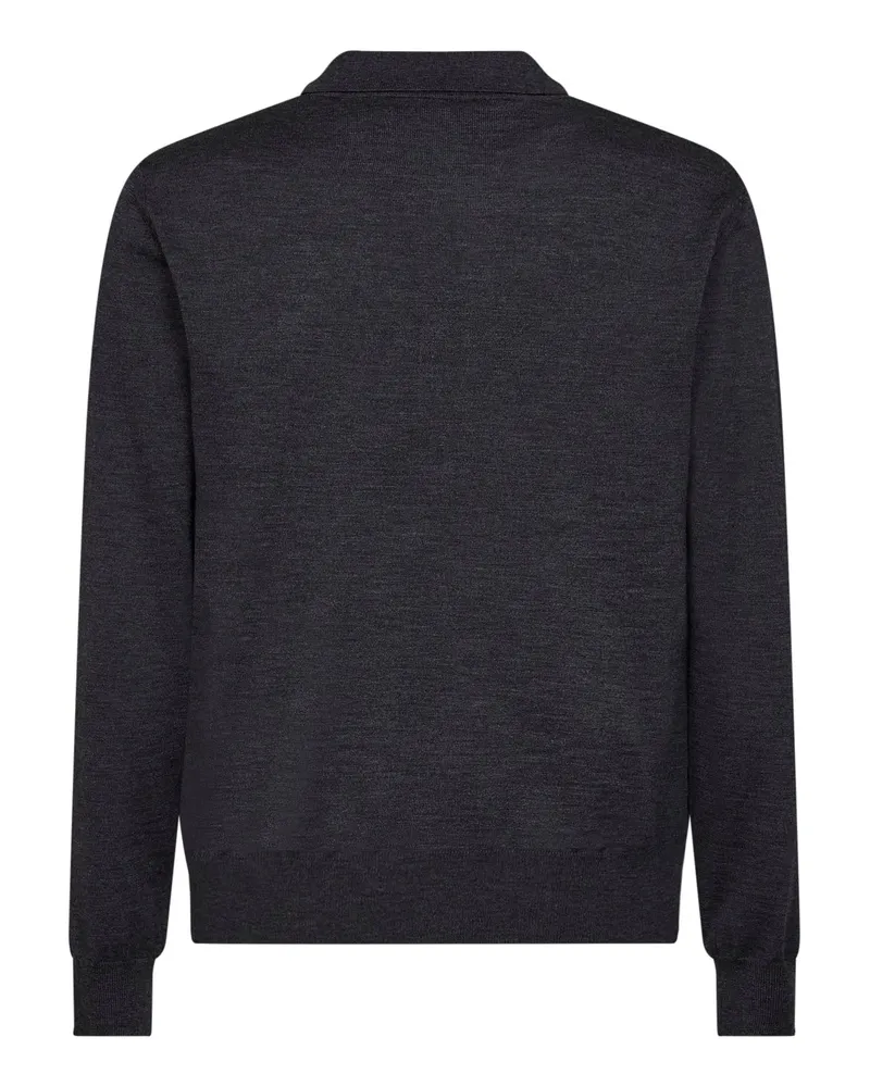 Valentino Garavani Wool Cotton Knit Polo Shirt — Gray Gray