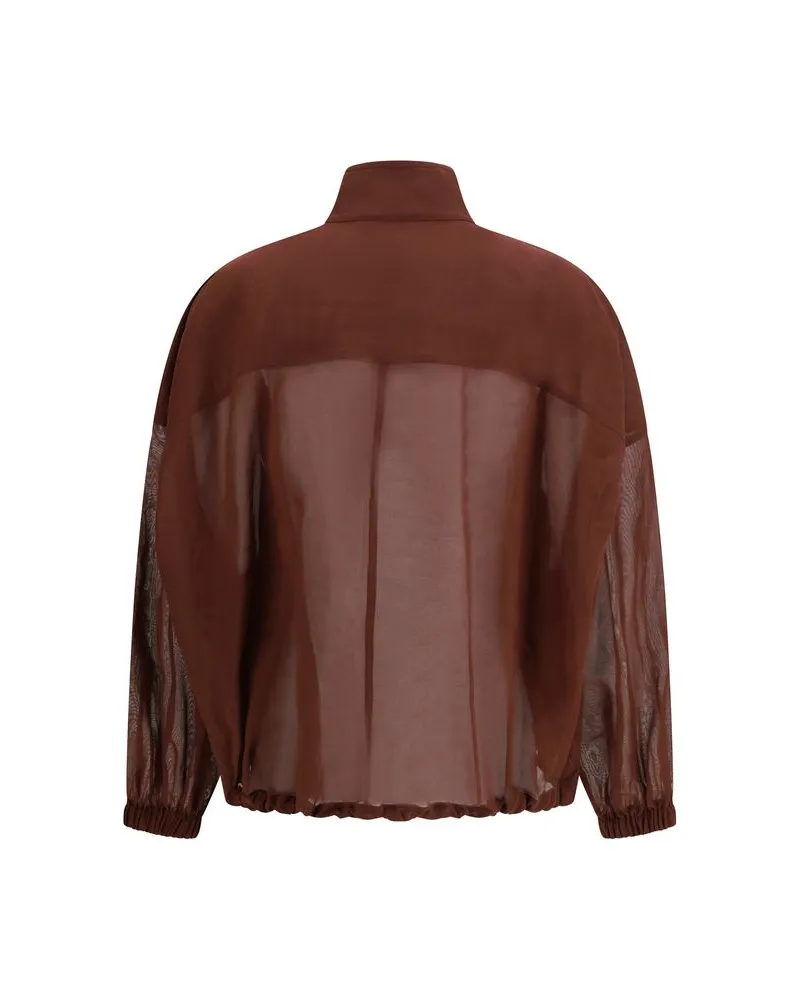 Brunello Cucinelli Women Multicolor Cotton Shell Jacket Clothing Brown