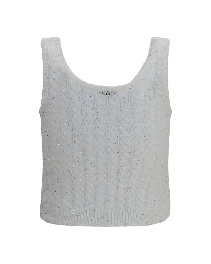 Brunello Cucinelli Women's White Linen Tank Tops White